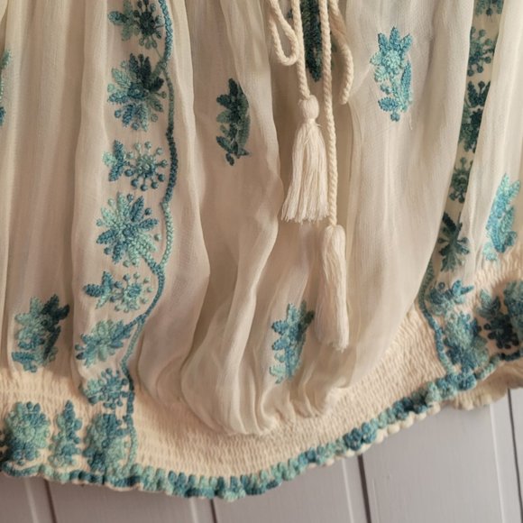 FREE PEOPLE Paisley Park Sheer Peasant Blouse - Picture 10 of 16